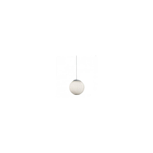 Arabesque Single-Light Round Patterned Pendant with Decorative Blown Glass