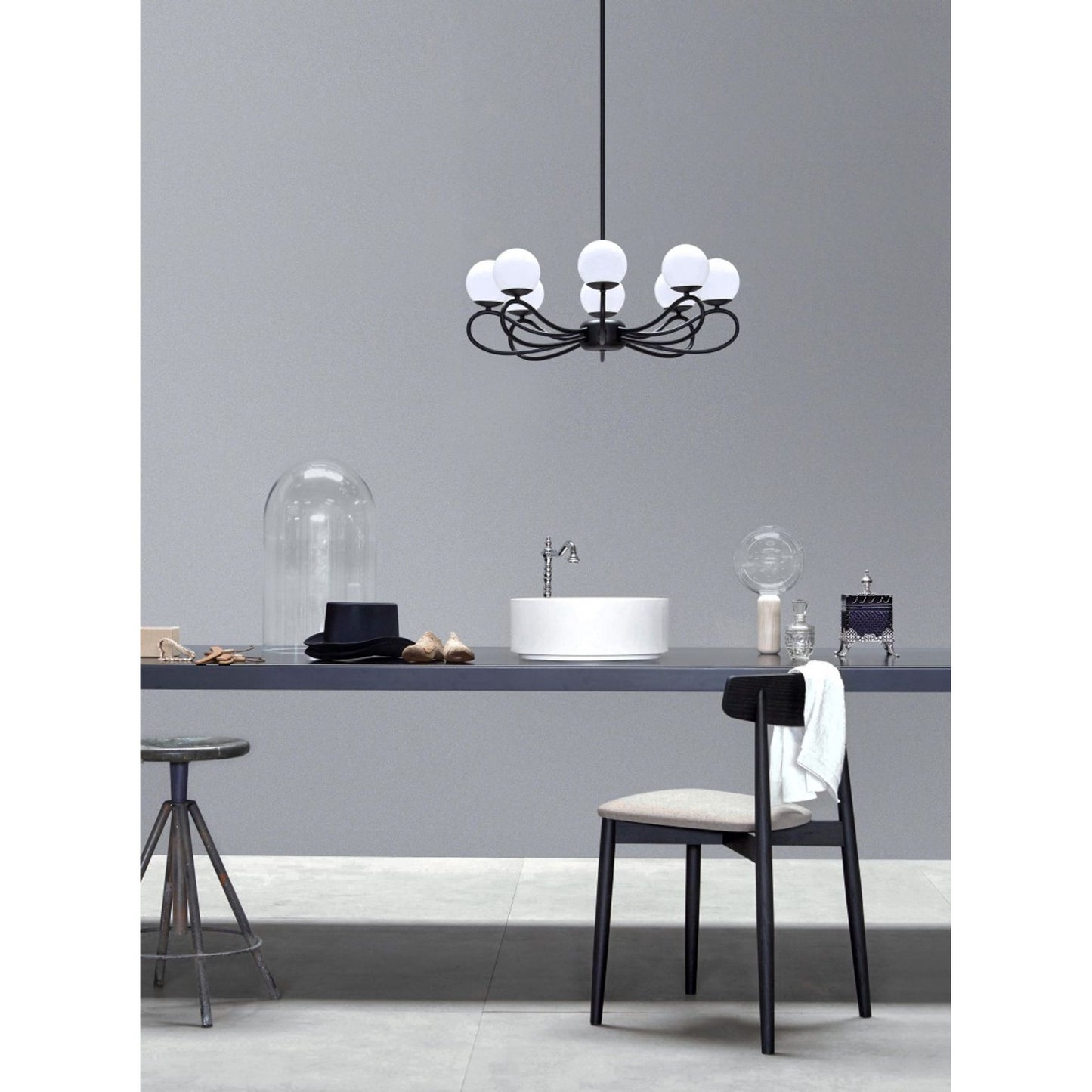 Papillon 8-Light Chandelier with White Glass