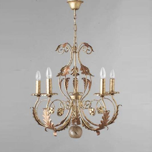 Adele Five-Light Chandelier with Gold Leaf Details