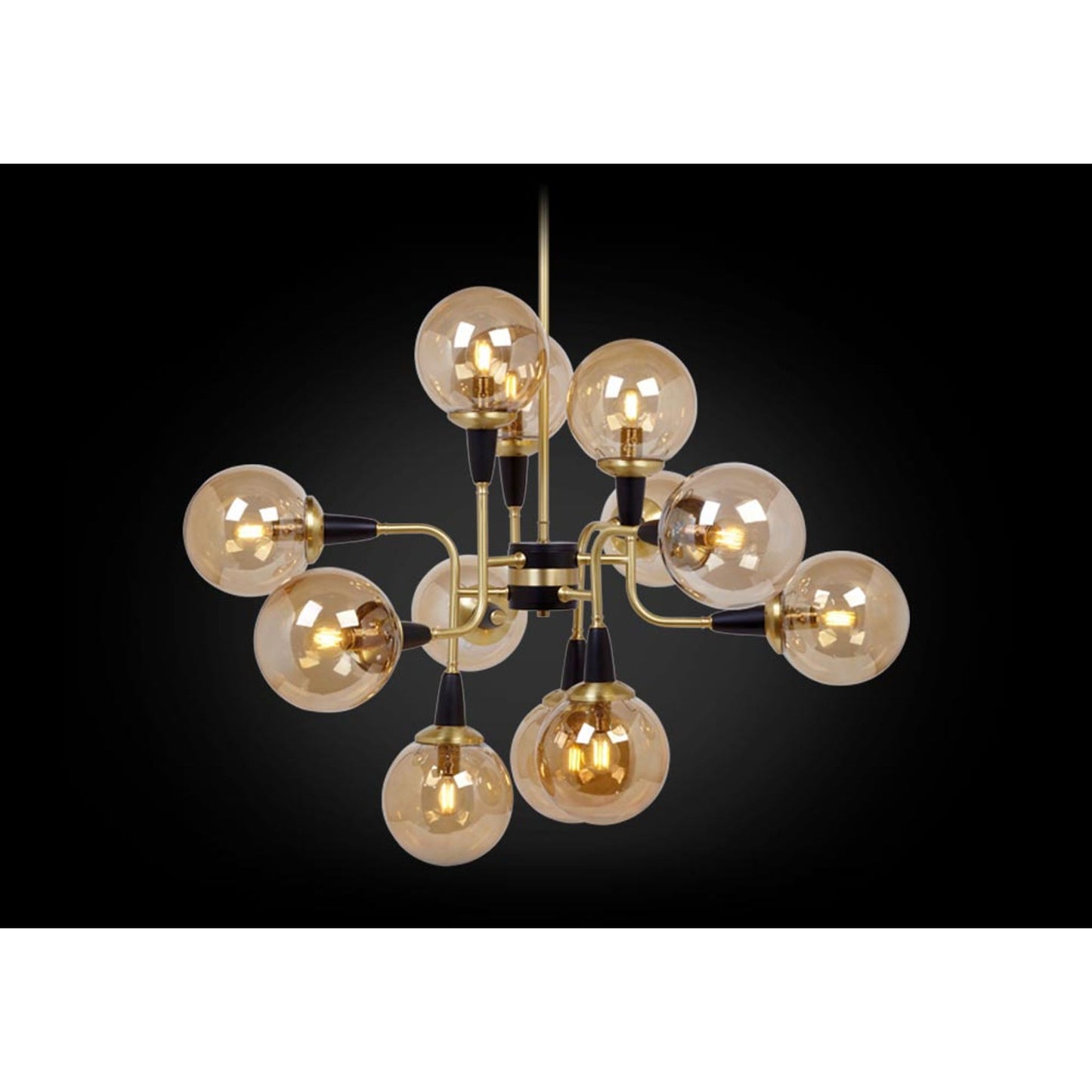 Bistro Twelve-Light Brass Chandelier with Glass