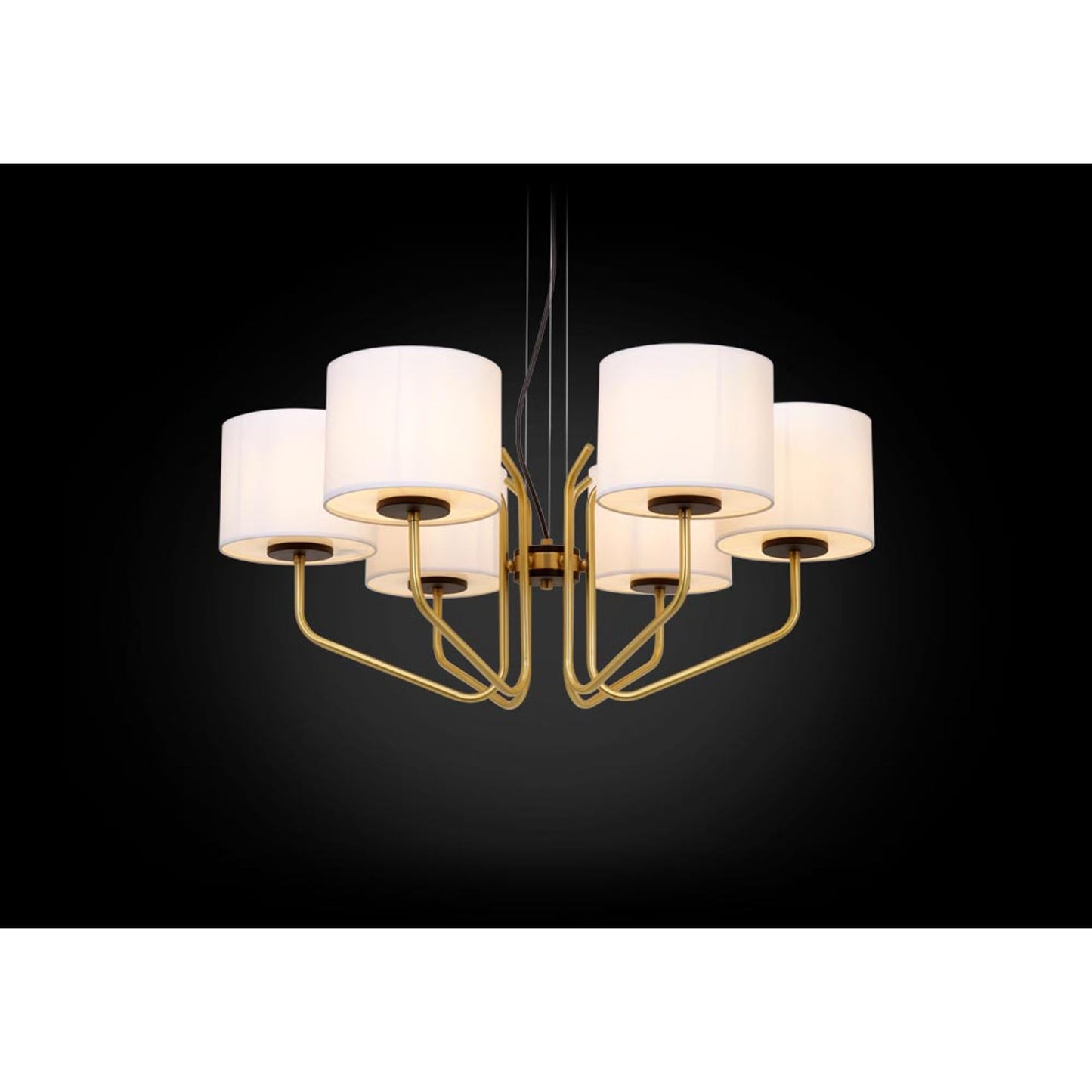 Flotant 6-Light Brass Chandelier with White Shade