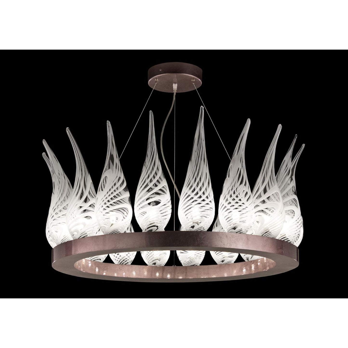 Pasha Eighteen-Light Artistic Glass Chandelier with Black Nickel Frame