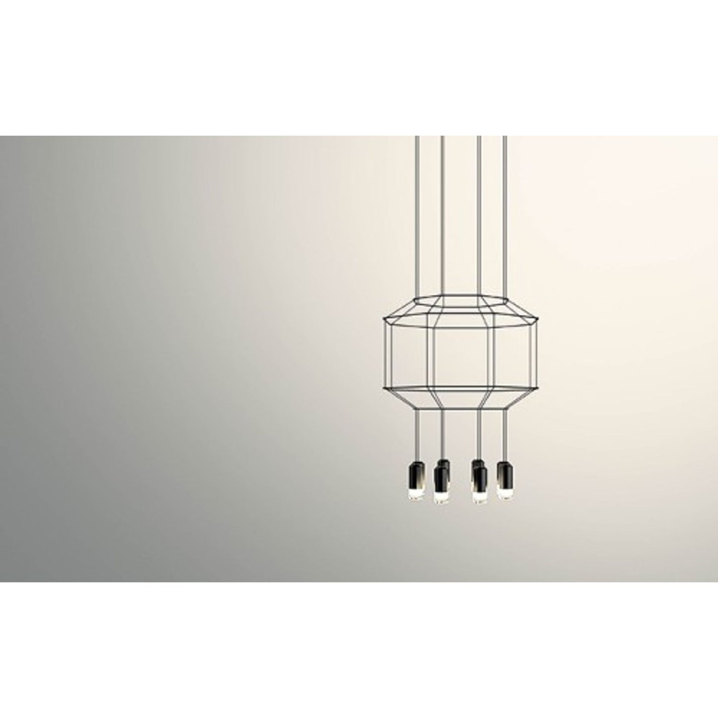 Wireflow Eight-Light Pendant with Black Glass Diffuser