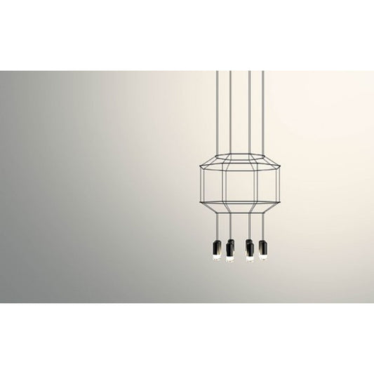 Wireflow Eight-Light Pendant with Black Glass Diffuser