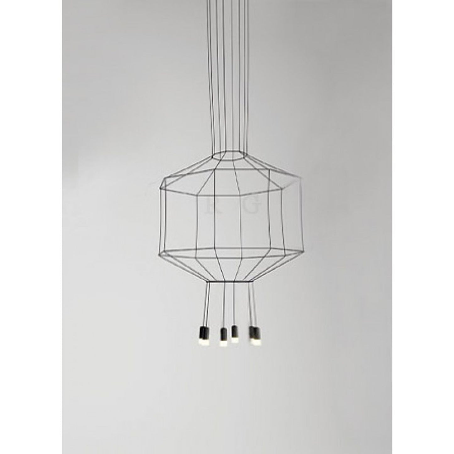 Wireflow Eight-Light Pendant with Black Glass Diffuser