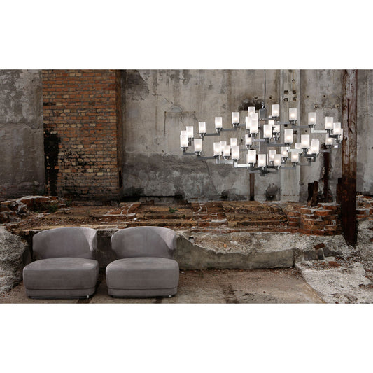 Artu 32-Light Metal Chandelier with Satin Glass Diffusers