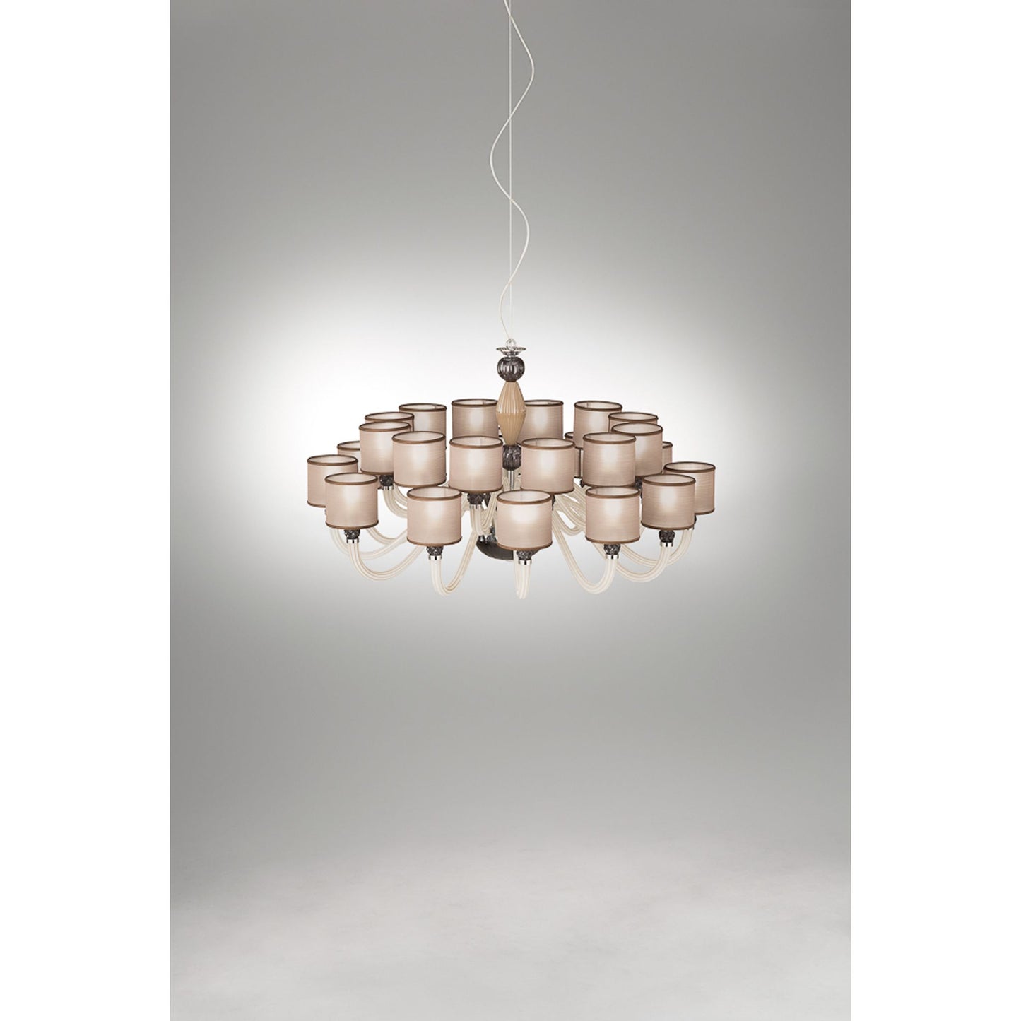 Rigato Twenty-Four Light Glass Chandelier with Hand-Carved Crystal