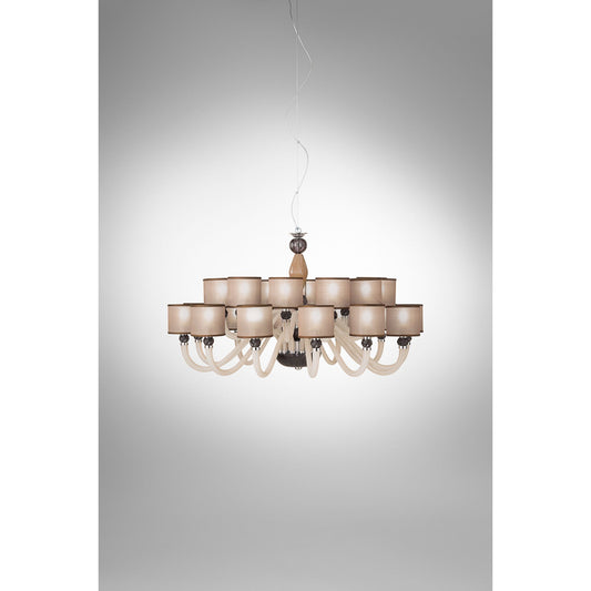 Rigato Twenty-Four Light Glass Chandelier with Hand-Carved Crystal