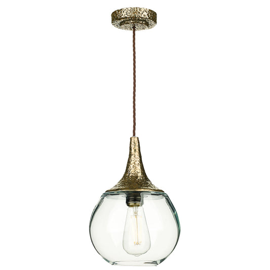 Teardrop Single Stylish Glass Pendant with Textured Resin Detailing