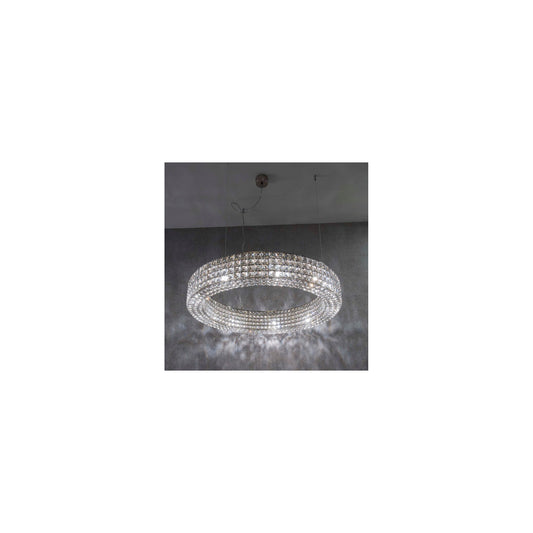 Calipso S50 6-Light Crystal Pendant with Mirror Steel Bands