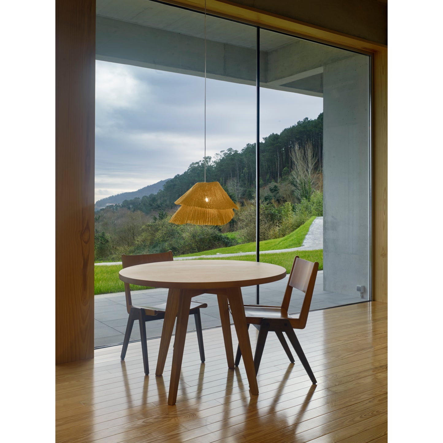 Tempo Vivace Large LED Pendant with Two Overlapping Layers of Pleated Steel Mesh