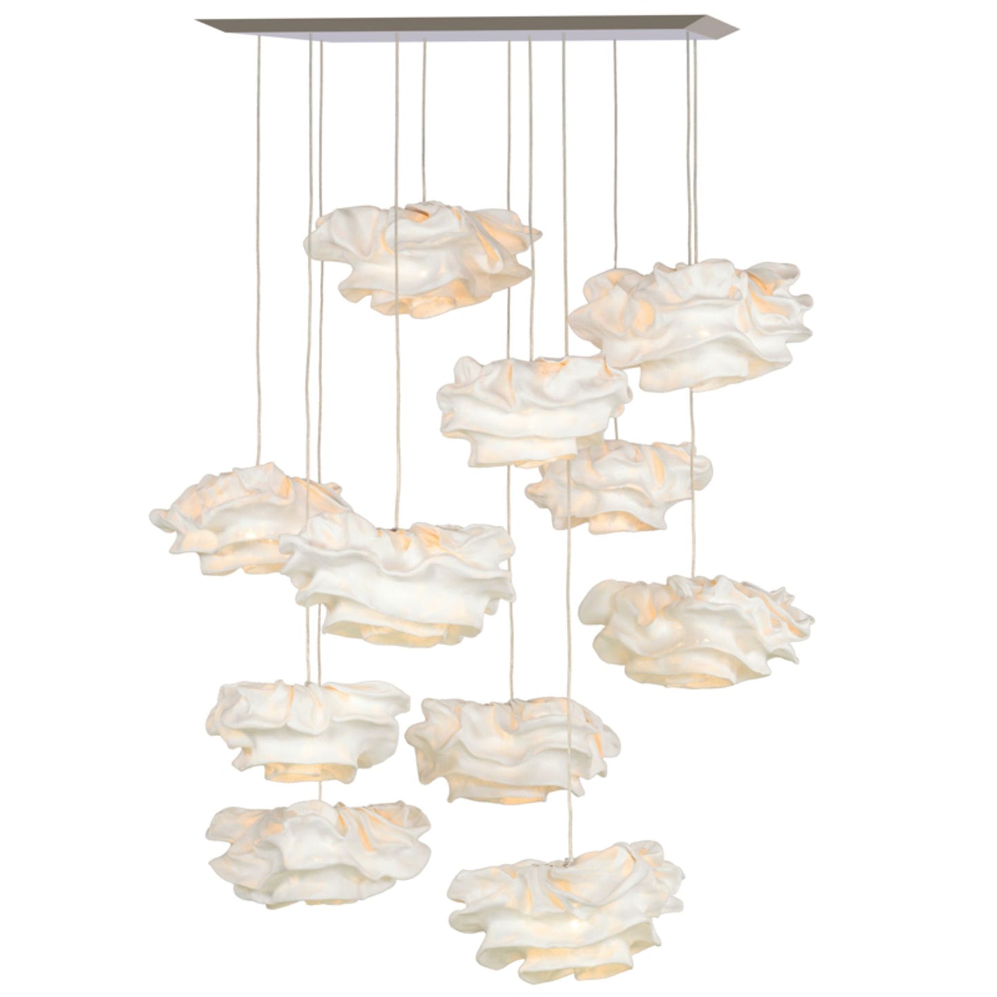 Nevo Eleven-Light Pendant with Unique Organic Flower Shaped Hand Moulded Curves