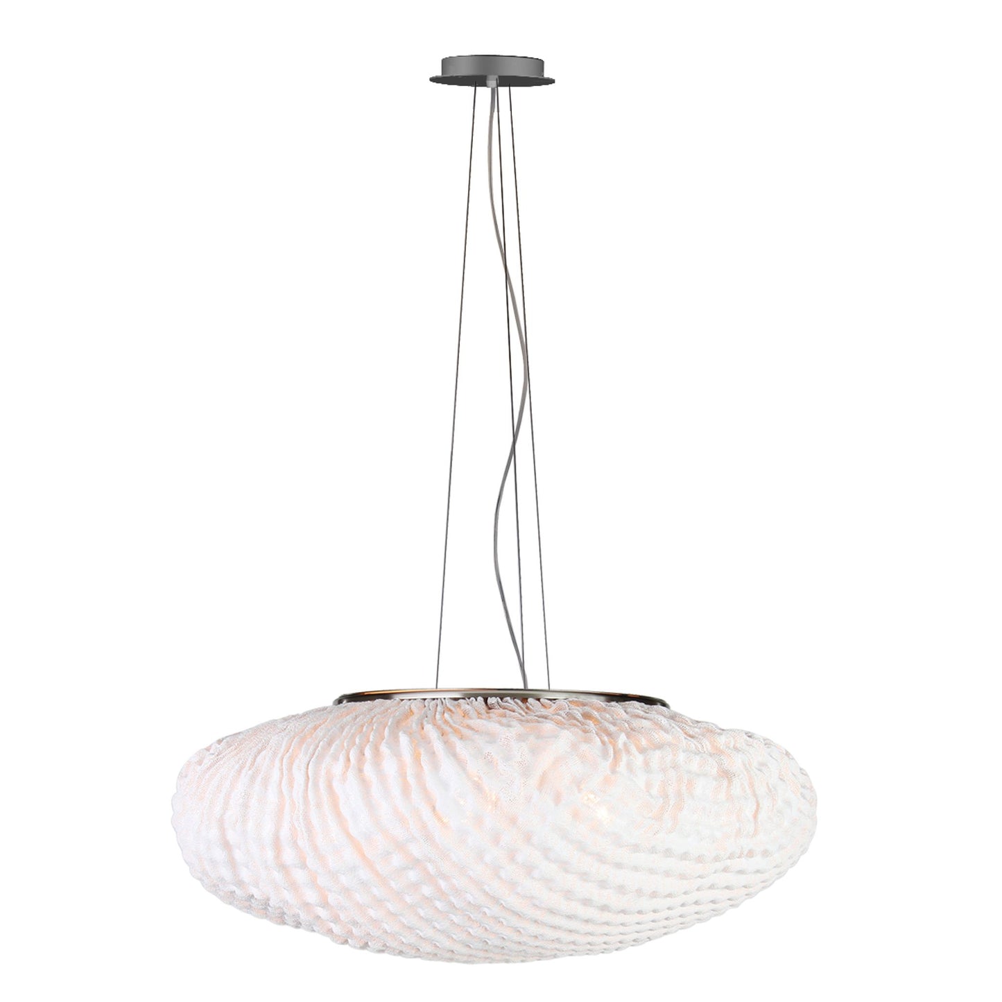 Tati Medium Oval Pendant with Woven Organic Chequered Textured Shell