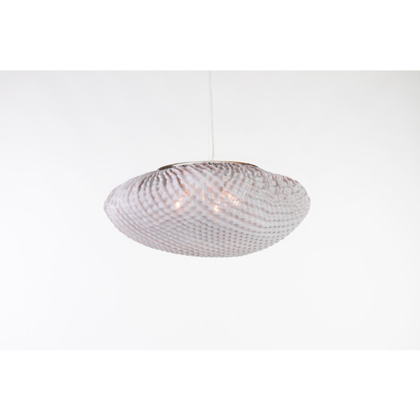 Tati Medium Oval Pendant with Woven Organic Chequered Textured Shell