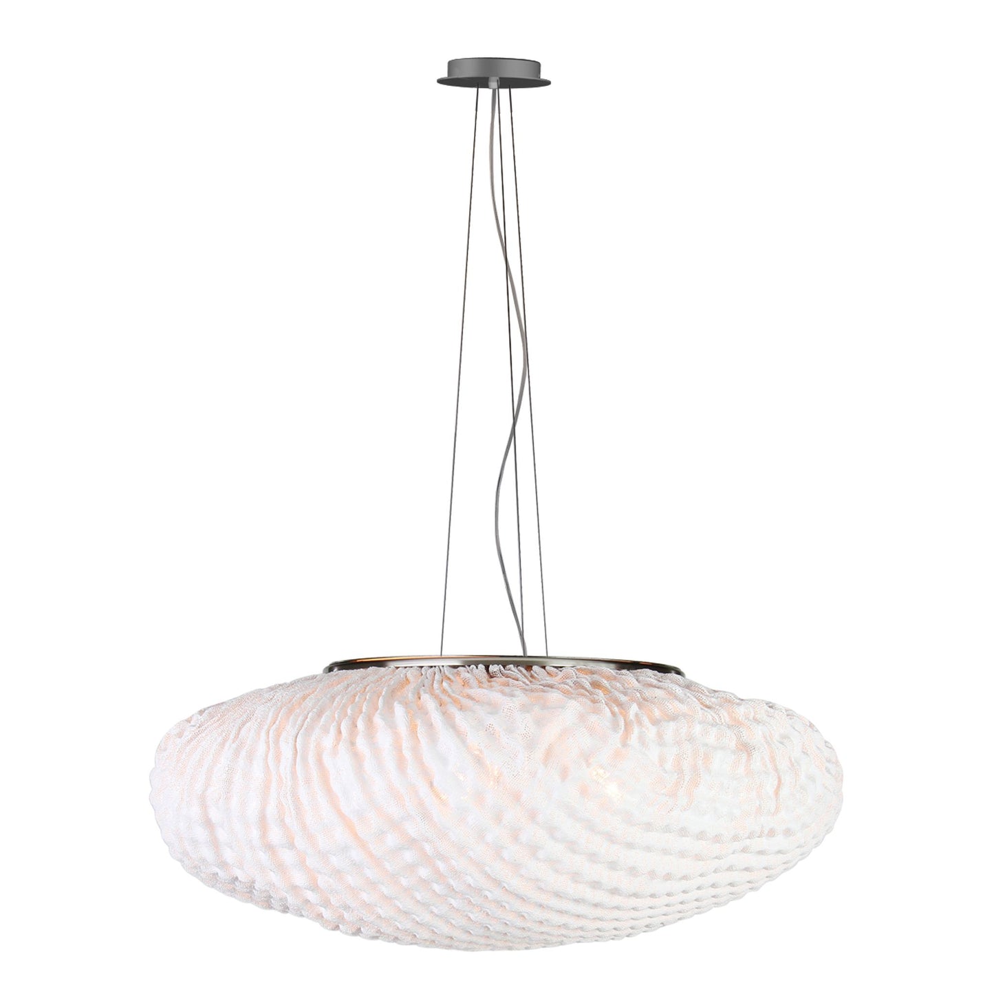 Tati Large Oval Pendant with Woven Organic Chequered Textured Shell