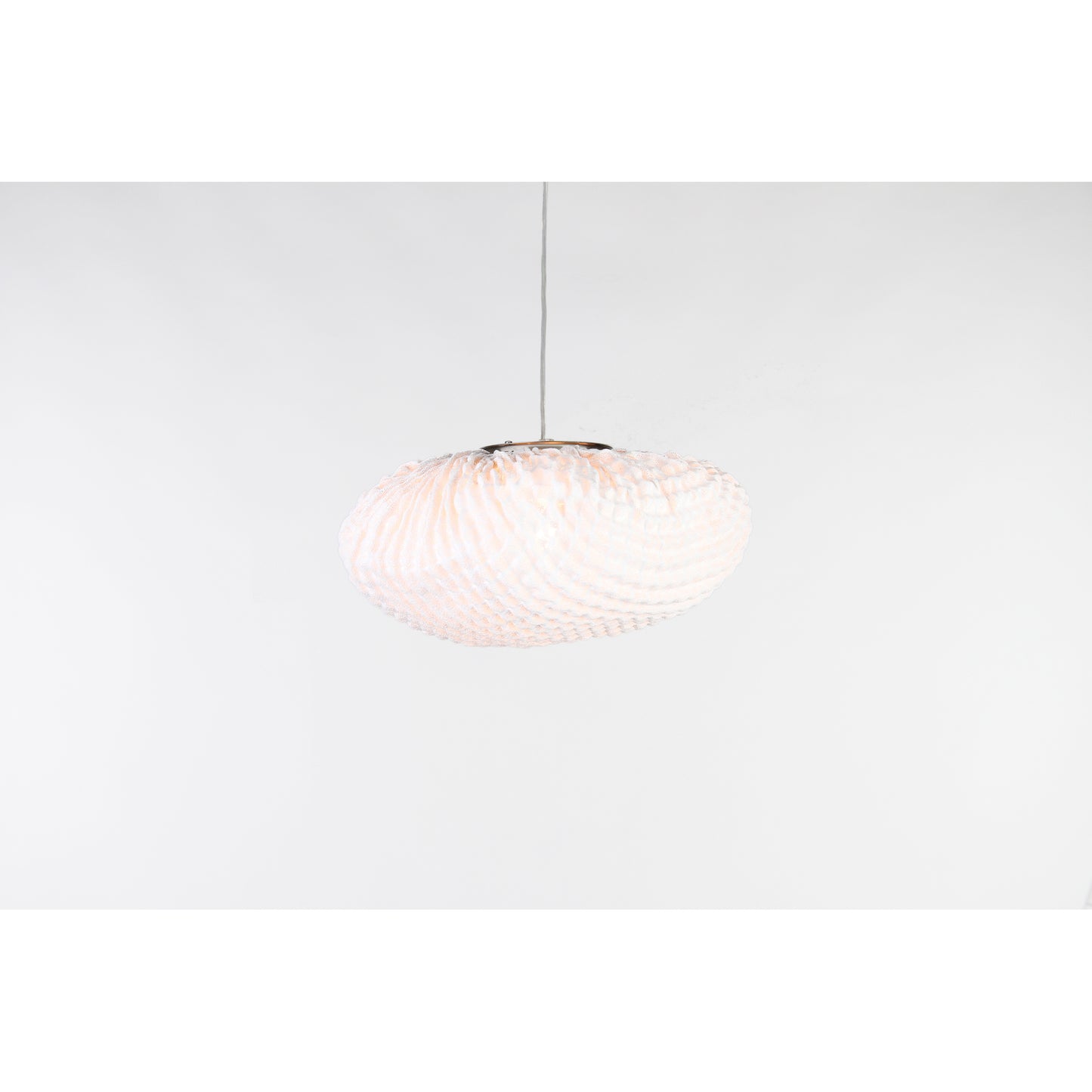 Tati Small Oval Pendant with Woven Organic Chequered Textured Shell