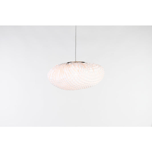 Tati Small Oval Pendant with Woven Organic Chequered Textured Shell