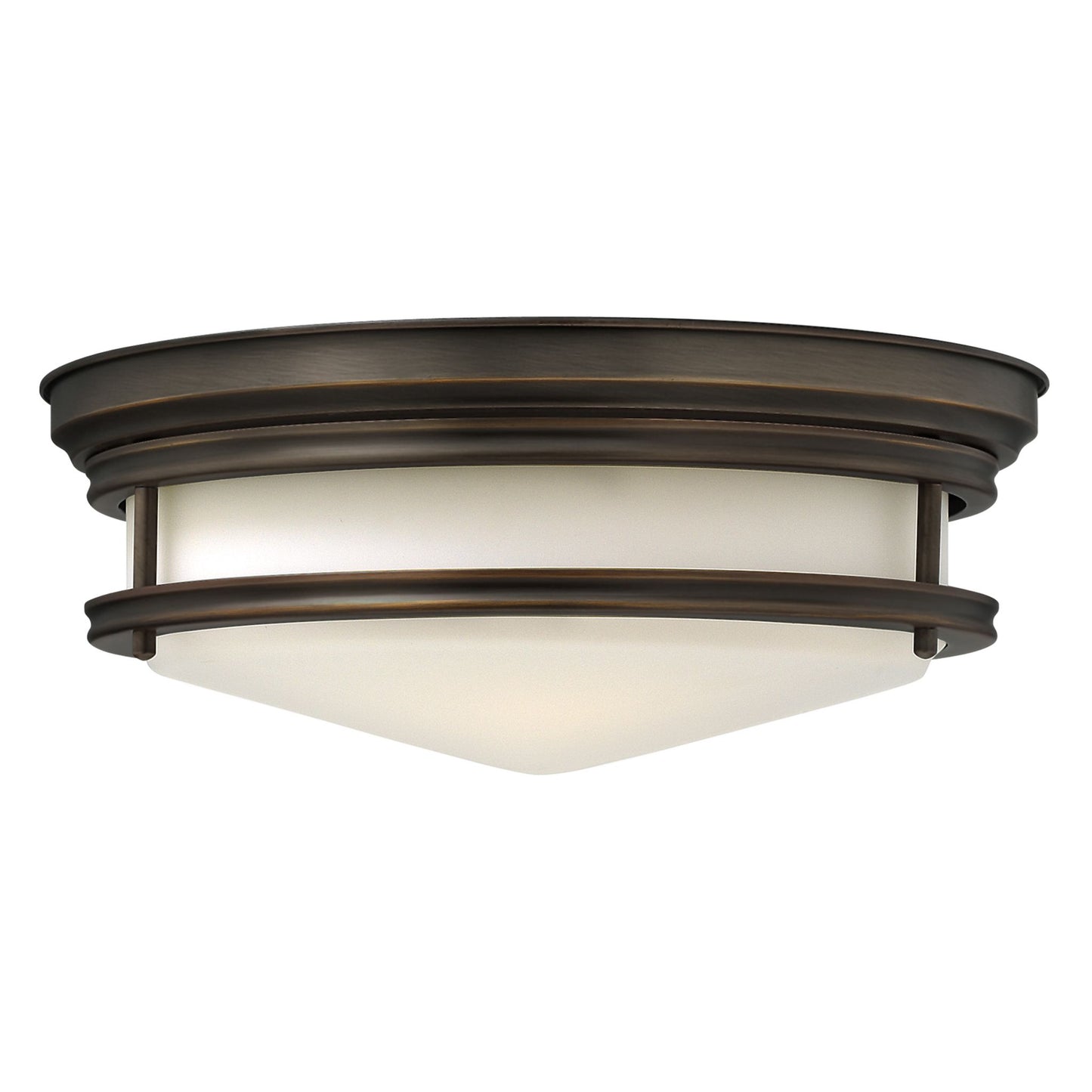 Hadley Three-Light Flush Mount with Retro-Styled Etched Opal Glass Shade