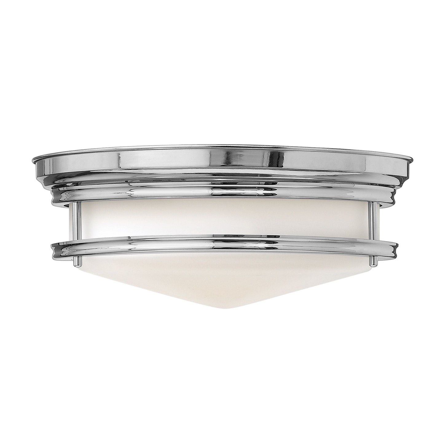 Hadley Three-Light Flush Mount with Retro-Styled Etched Opal Glass Shade