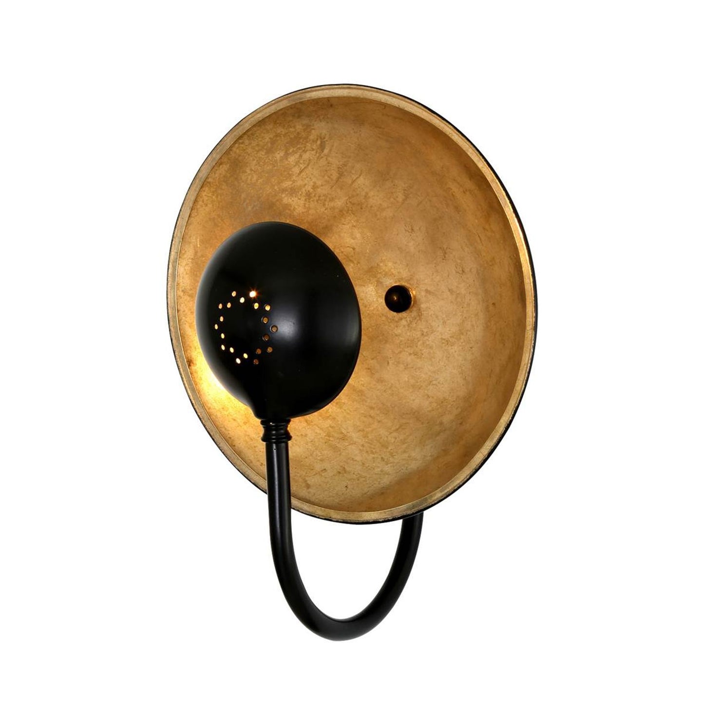 Orebro Industrial Matt Black Wall Light with Large Brass Reflective Dish