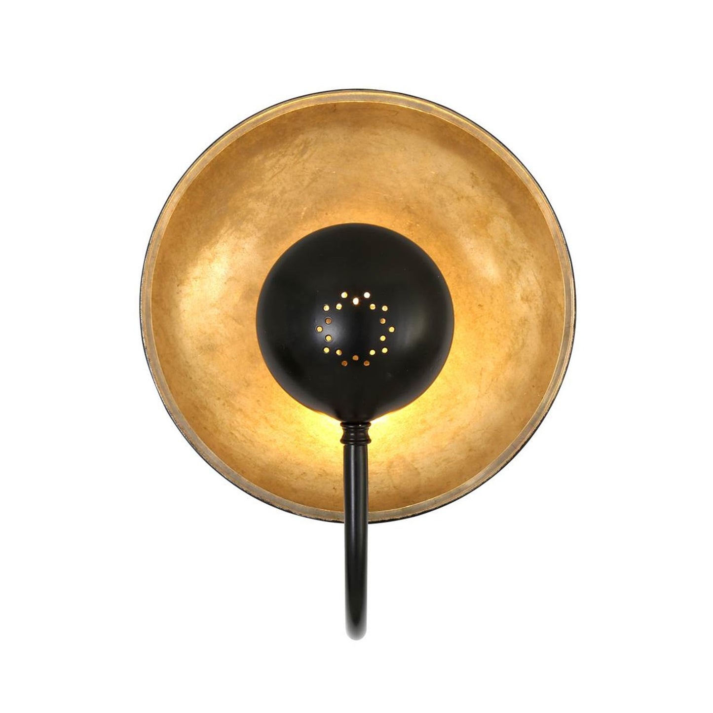 Orebro Industrial Matt Black Wall Light with Large Brass Reflective Dish