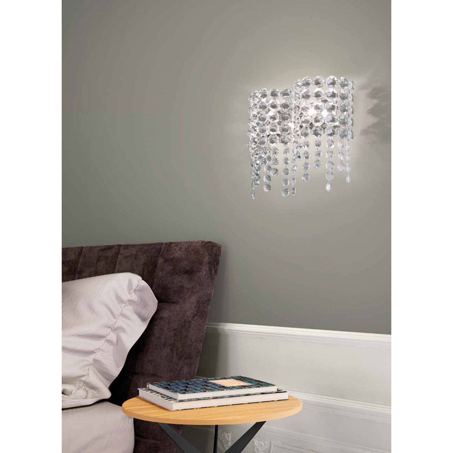 Giada AP-CP Wall Light Shiny Nickel with Octagonal Crystals