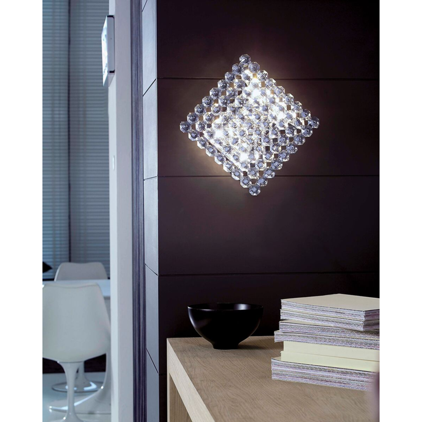 Topazio AP 39x39 4-Light Wall Lamp Nickel with Octagonal Crystals