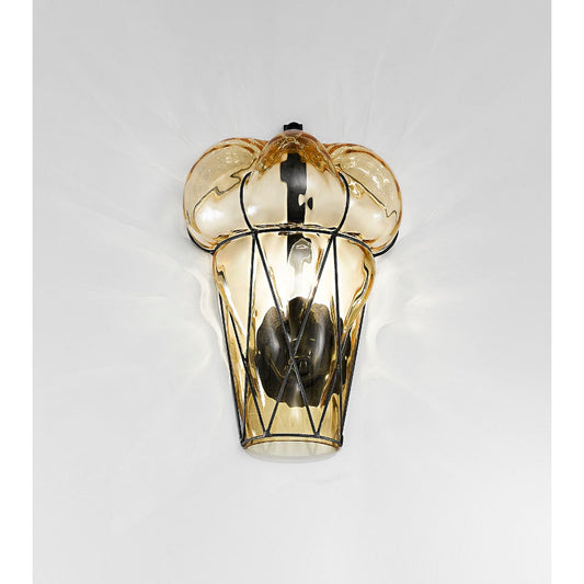 Tiepolo Large Steel Wall Lamp with Glass Shade