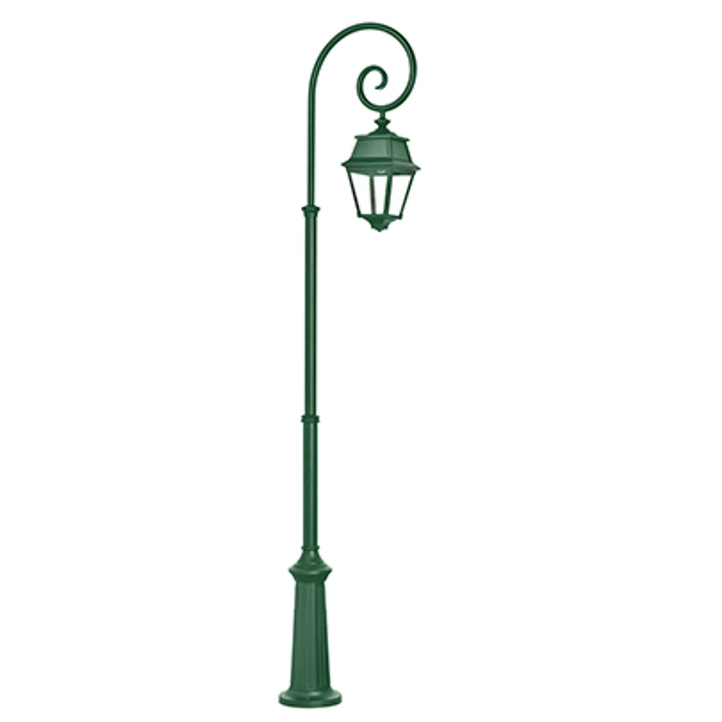 Avenue 2 Large Adjustable Clear Glass Swan Neck Lamp Post with Minimalist lines style lantern