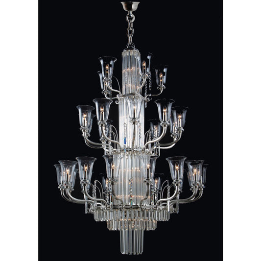 Gallery 48-Light Crystal Glass Chandelier with Glass Shade