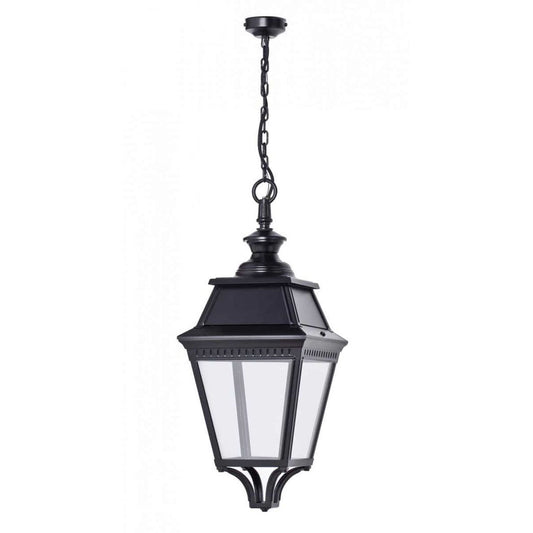 Avenue 4 Clear Glass E27 Chain Pendant with Four-Sided Lantern