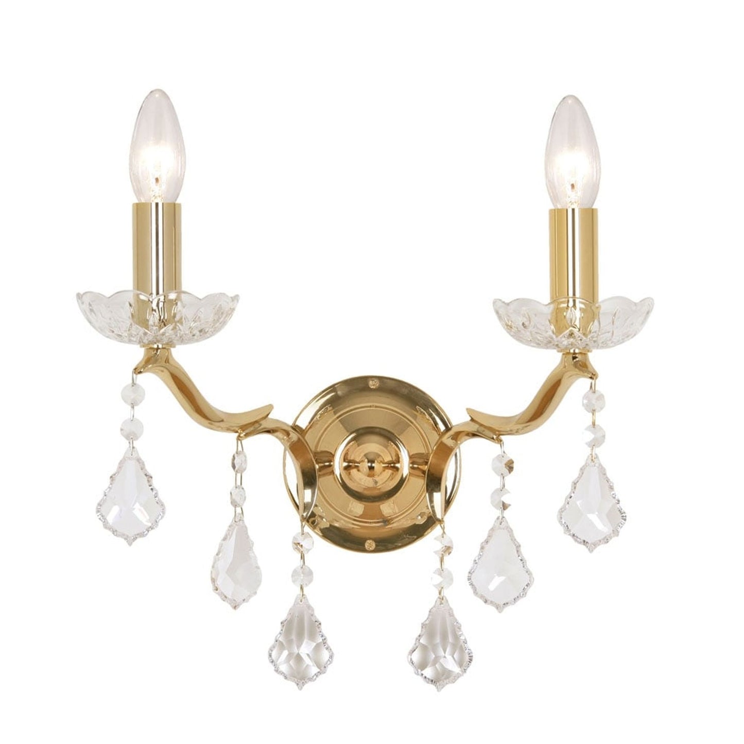 Isabella Double Arm Upward Wall Light with Lead Crystal