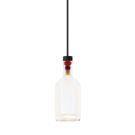 Cork 1.0 Single Clear Glass 2200K LED Bottle Pendant with Aluminium Powder Coated