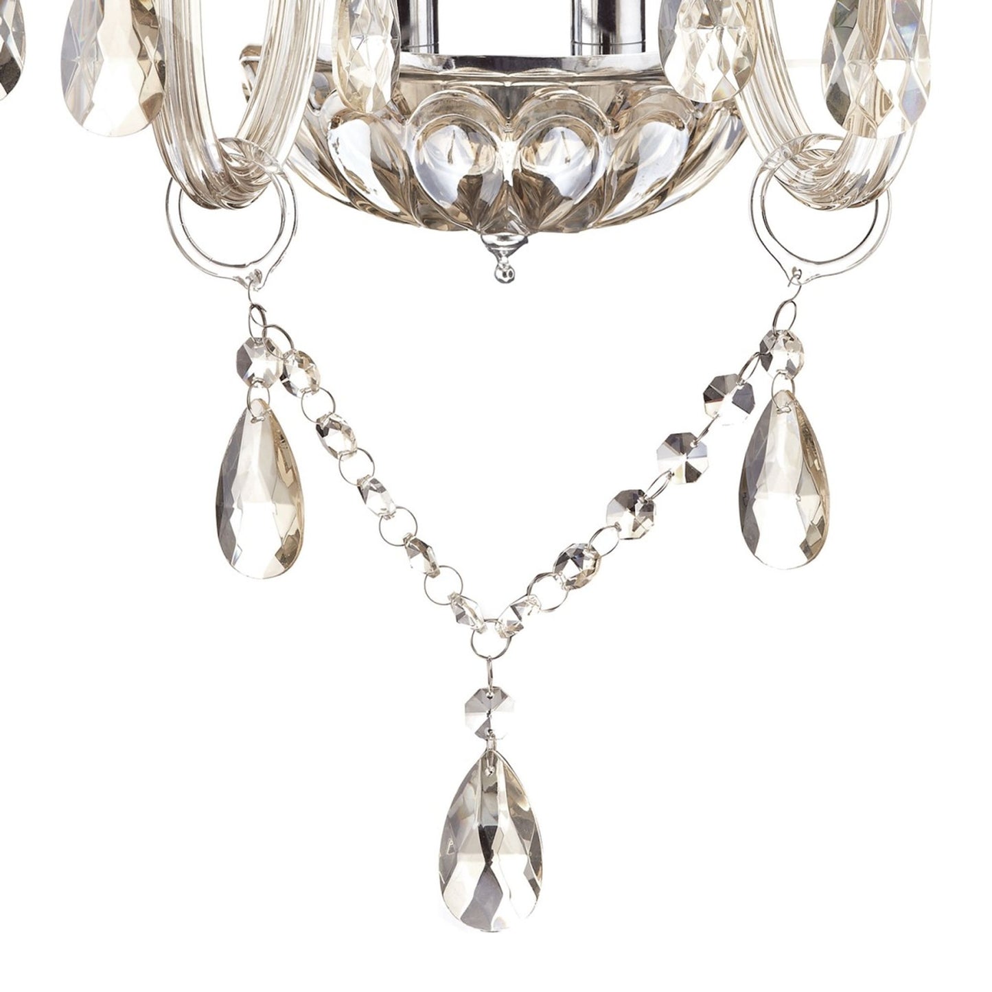 Raphael Two-Light Crystal Wall Lamp with Glass Draping Beads & Faceted Drops