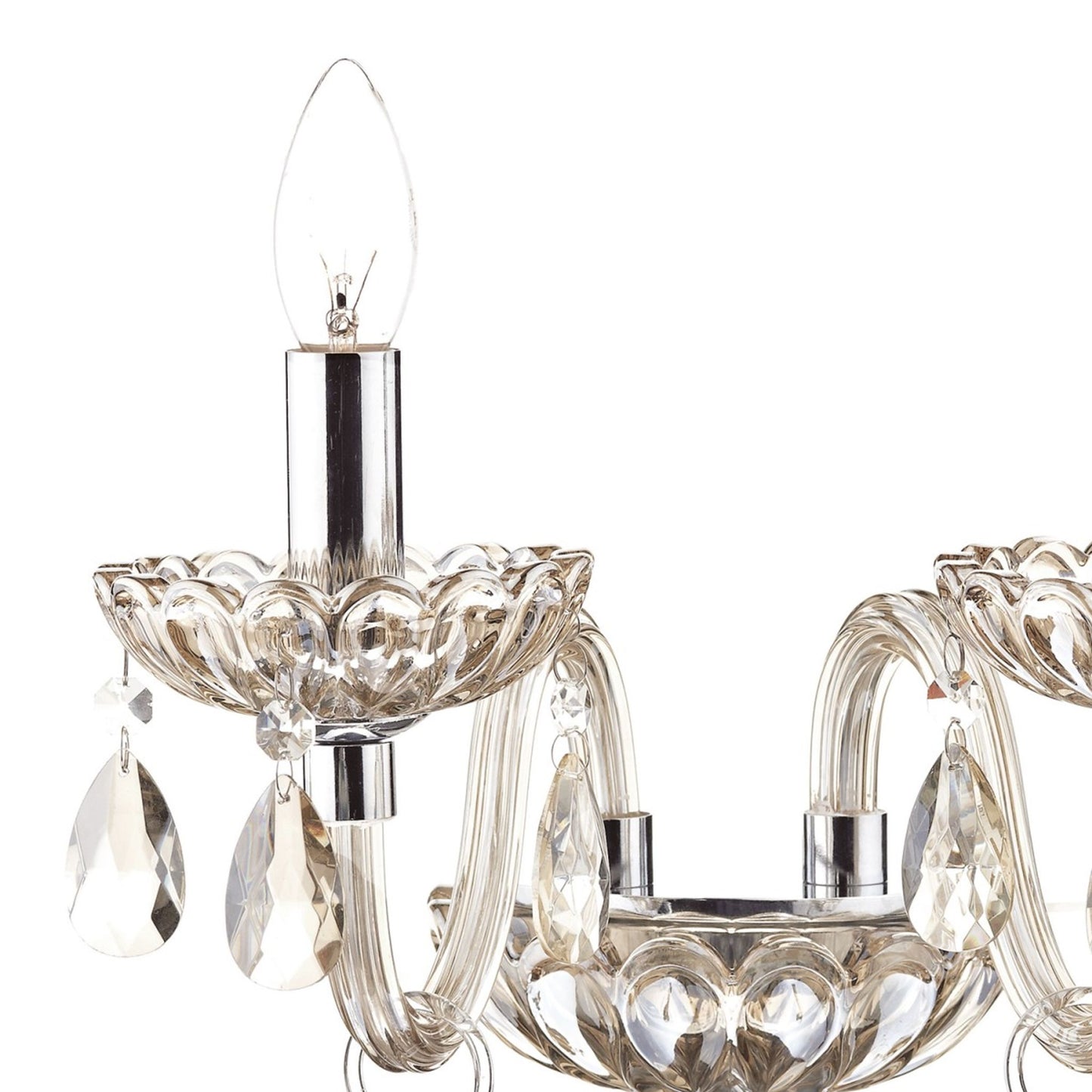 Raphael Two-Light Crystal Wall Lamp with Glass Draping Beads & Faceted Drops