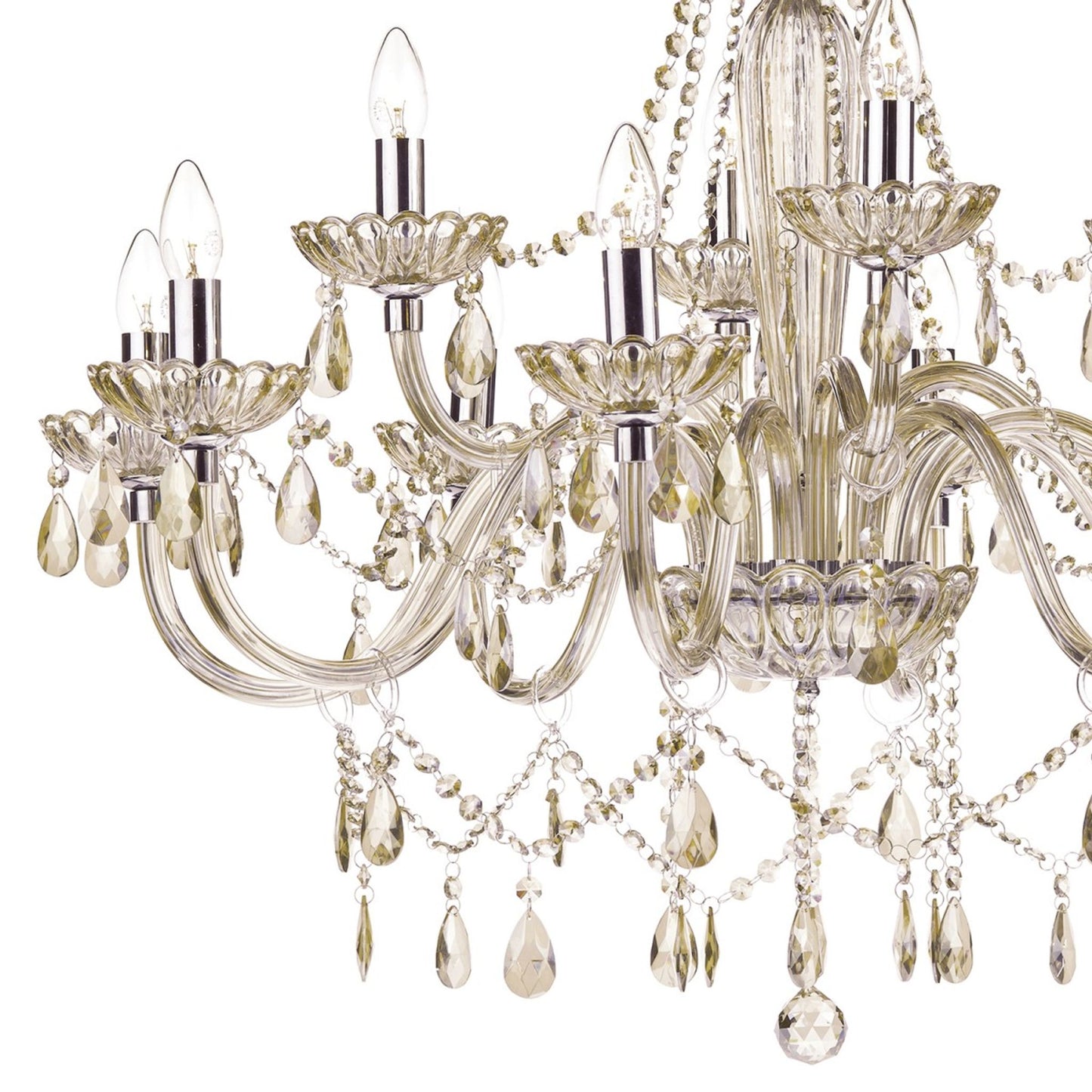 Raphael 12-Light Crystal Chandelier with Glass Draping Beads & Faceted Drops