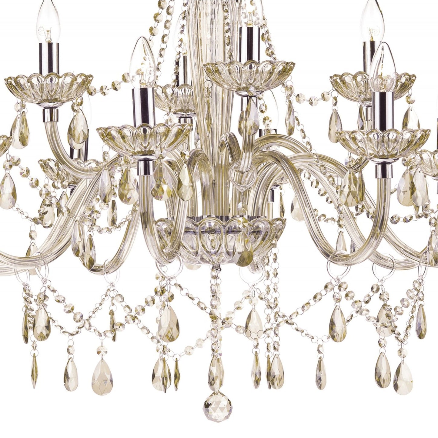 Raphael 12-Light Crystal Chandelier with Glass Draping Beads & Faceted Drops