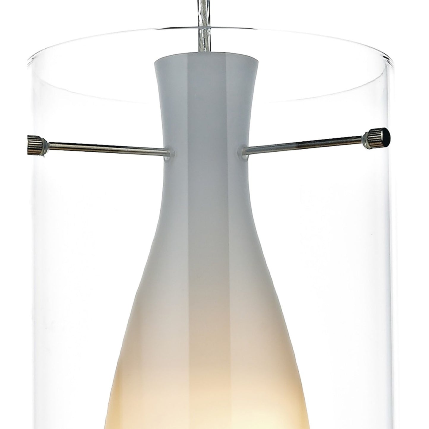 Boda 1-Light Pendant Satin Chrome Double Glass with Clear Glass/Opal Inner