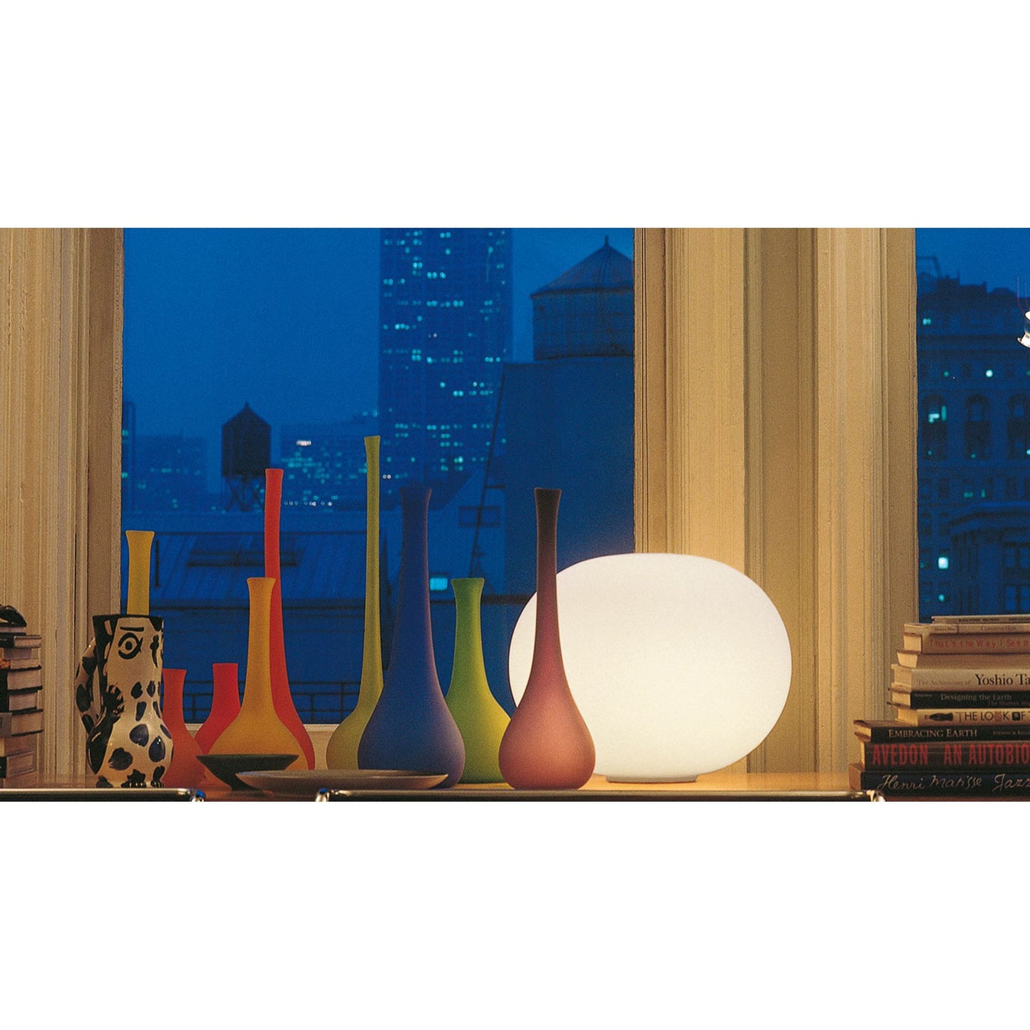 Glo-Ball Basic 2 Large Opal Glass Desk Lamp with Die-Cast Aluminium Support