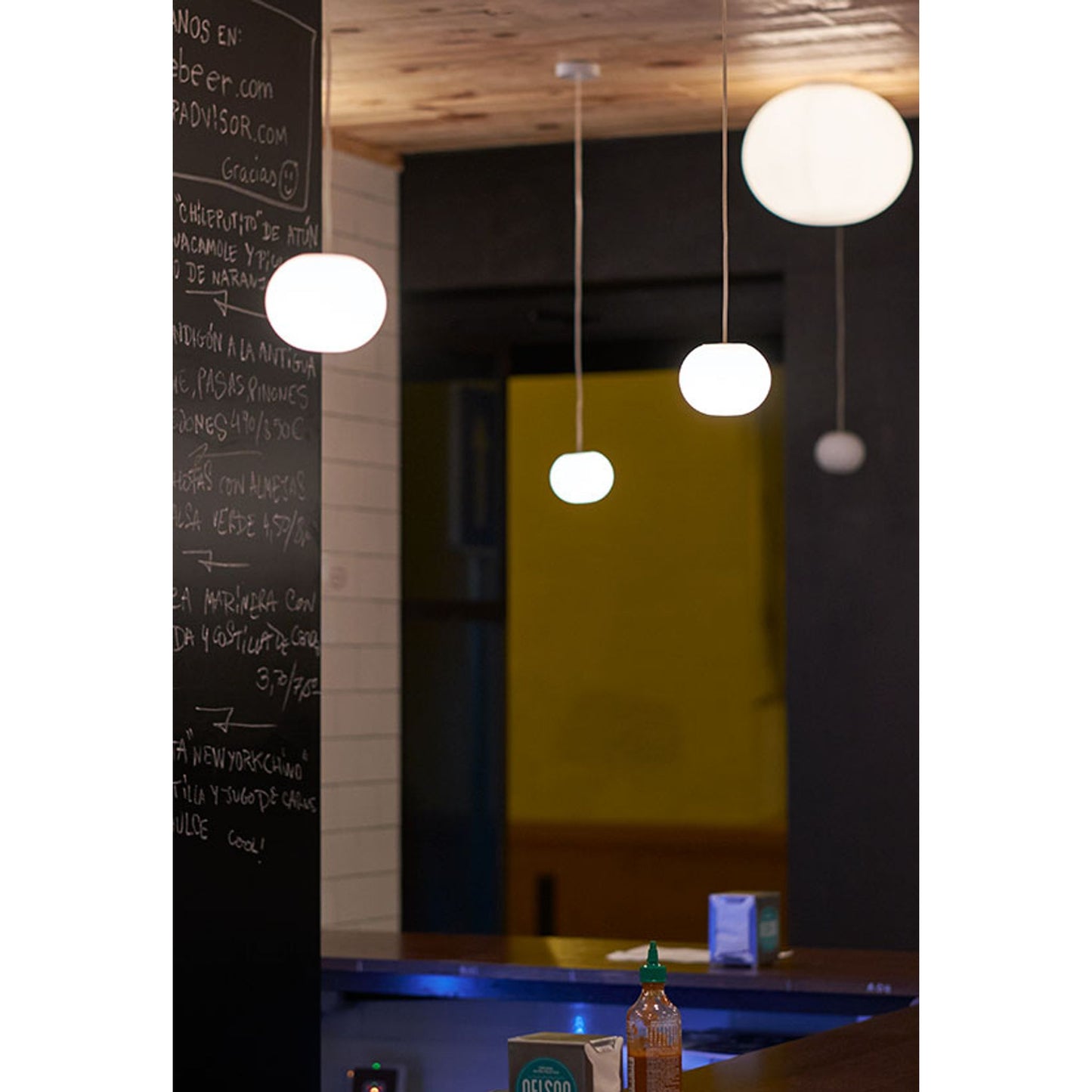 Glo-Ball Mini White LED Pendant with Hand Blown Glass