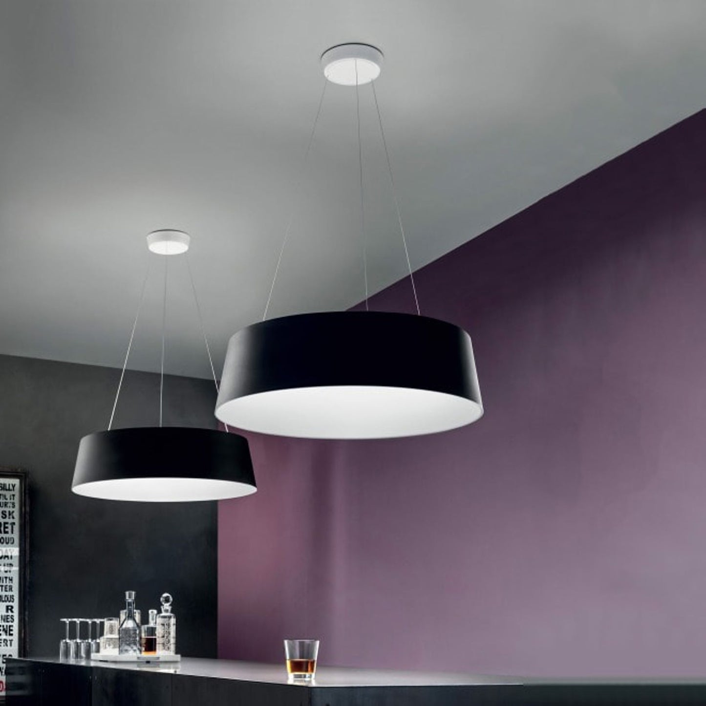 Oxygen P Small Round LED Pendant with Polyurethane Lampshade