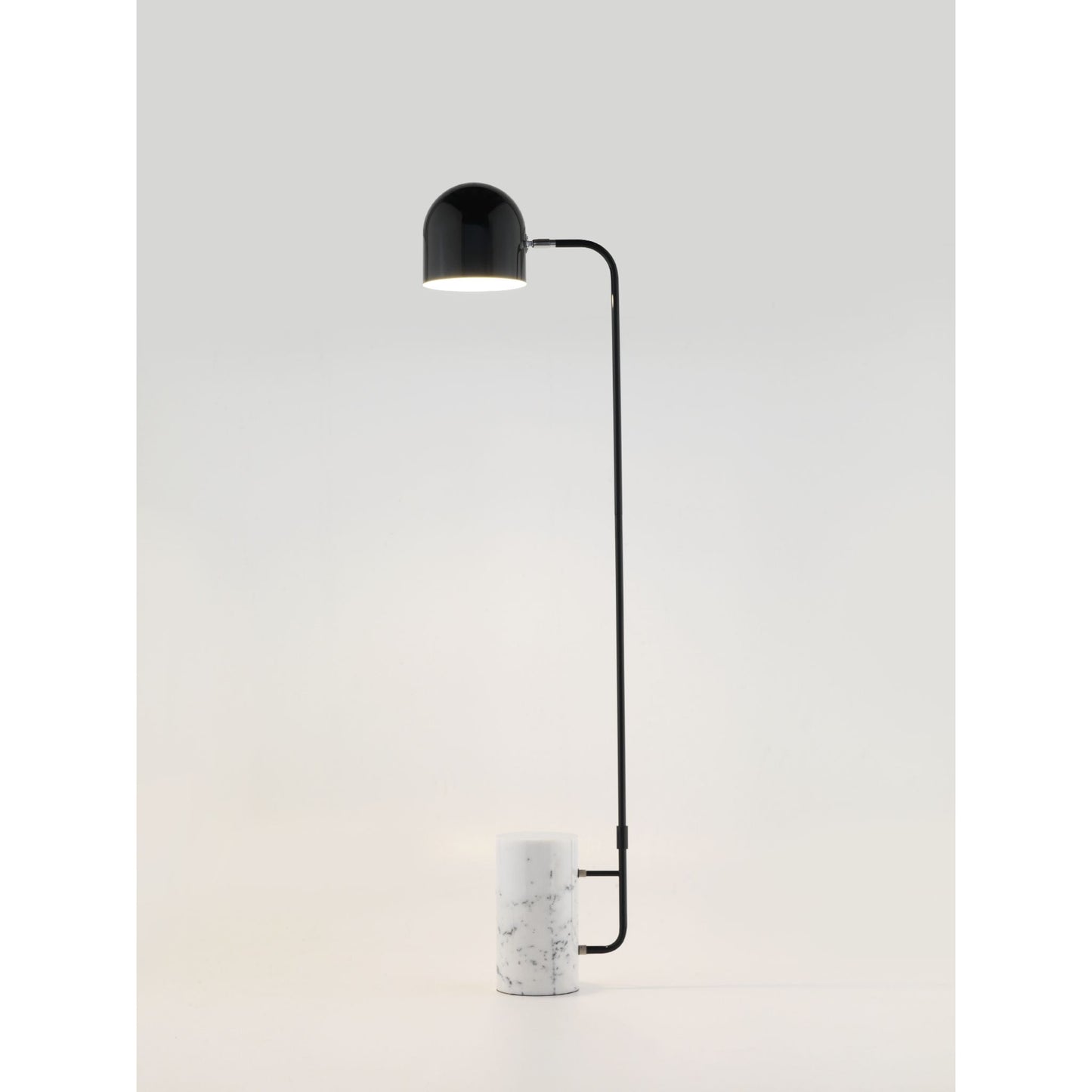 Luca Shiny Black Metal Floor Lamp with White Marble Base