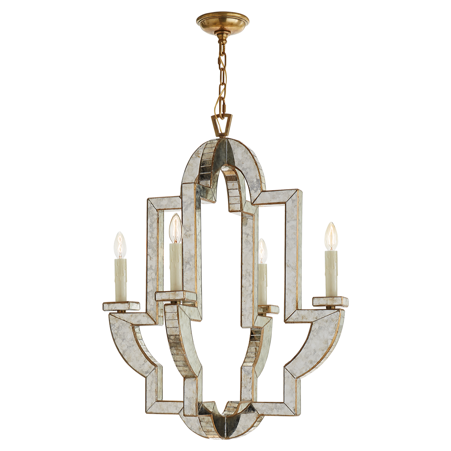 Lido Medium Chandelier Antique Mirror with Antique Brass