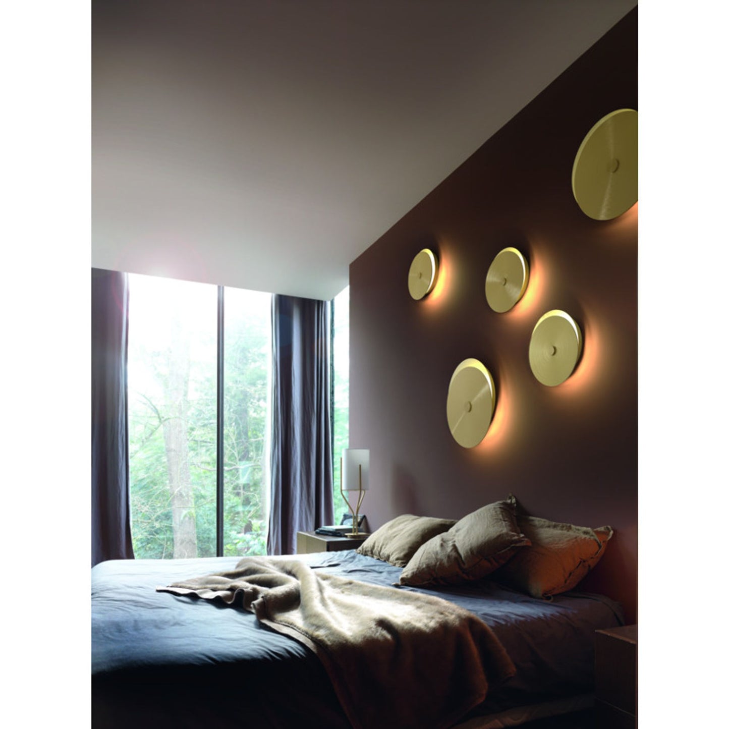 Eclipse XL Extra-Large LED Wall Light with Satin Brass & Satin Graphite Plates