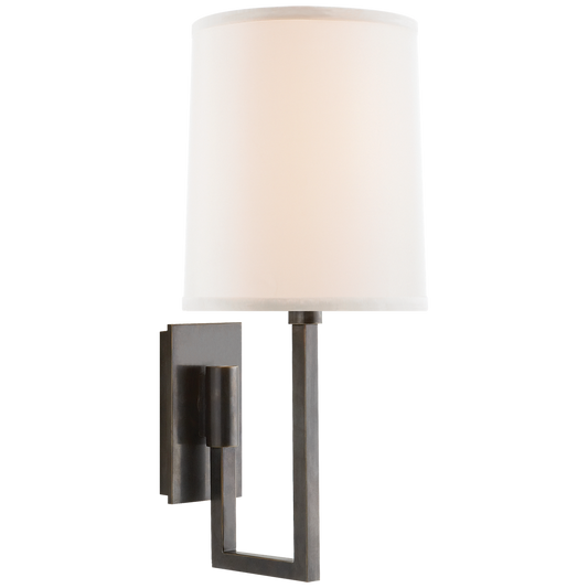 Aspect Library Sconce with Ivory Linen Shade