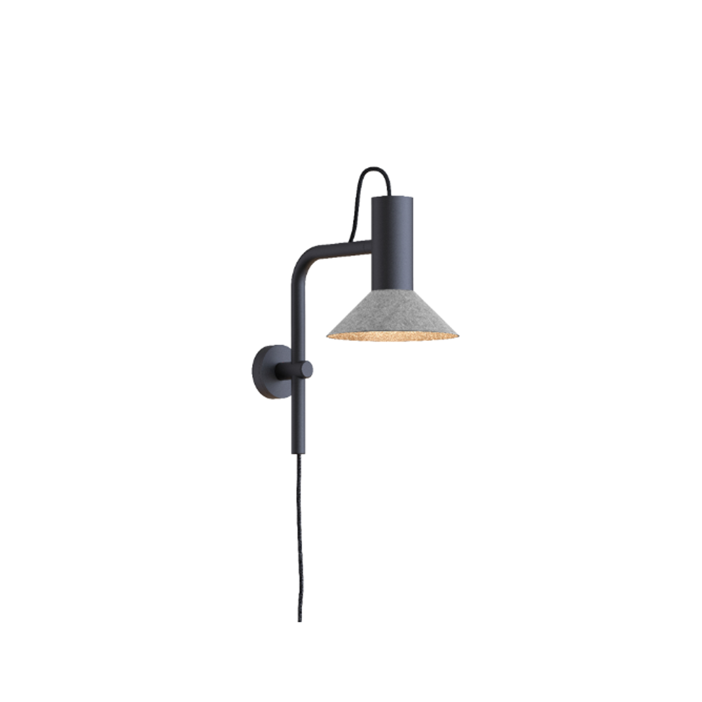 Roomor 3.0 Cable Plug Shade 1.0 Black Wall Light with Wet Painted Aluminium