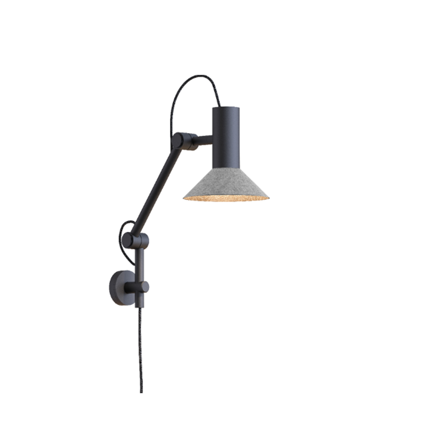 Roomor 5.0 Cable Base Shade 1.0 Black Wall Light with Wet Painted Aluminium