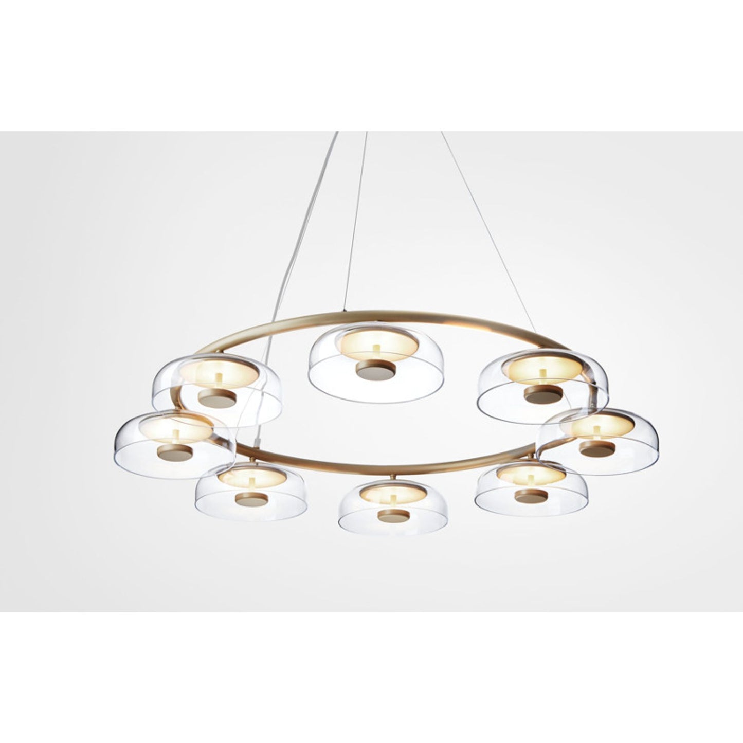 Blossi 8 Eight-Light Clear Glass LED Pendant with Nordic Gold Metal