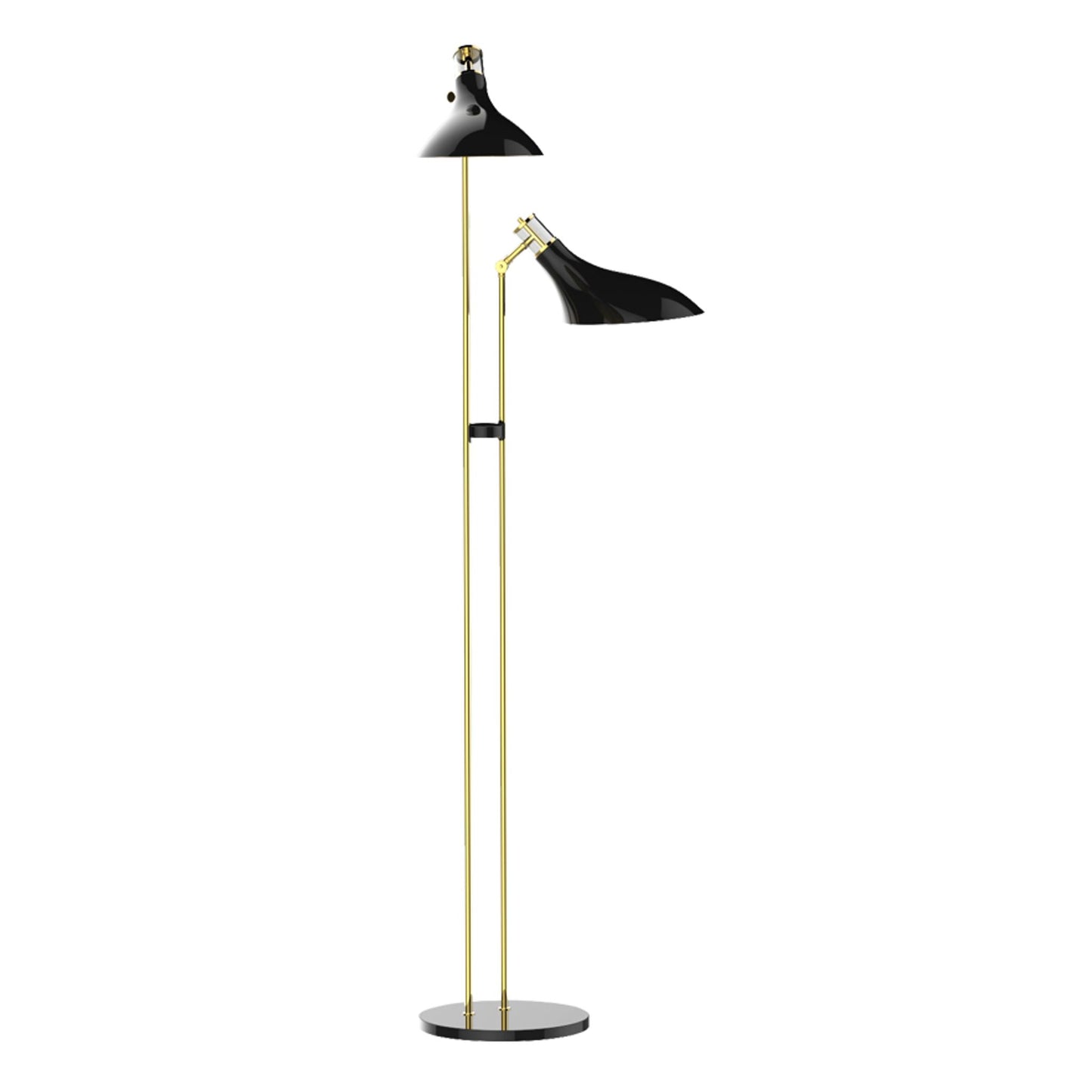 Colman Two-Light Floor Lamp with Gold & Lacquer Body