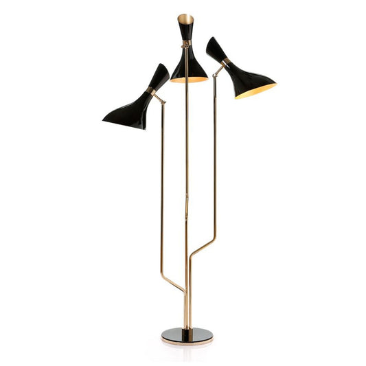 Stewart Three-Light Floor Lamp with Gold & Lacquer Body